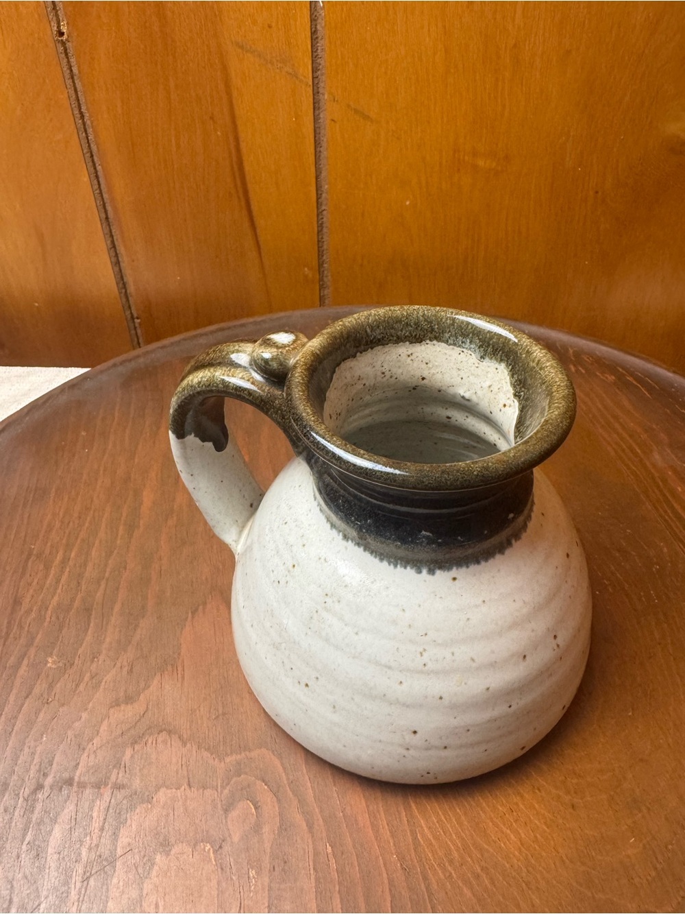 Speckled Ceramic Pitcher with Glossy Black Rim and Handle - Picture 3 of 9